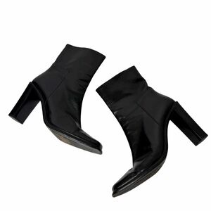 VIA SPIGA BLACK WOMEN LEATHER HEELS ZIP UP BOOTS SIZE 8 NO BOX PRE-OWNED